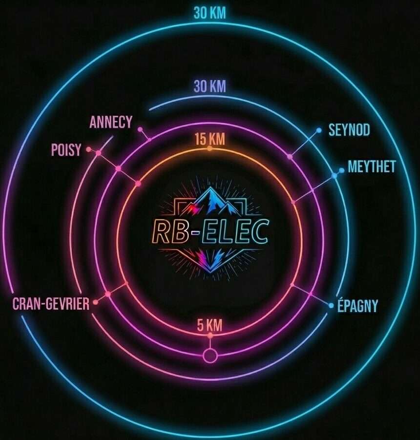Localisation RB-elec, Zone d'intervention Annecy, Poisy, Cran-Gevrier, Seynod...